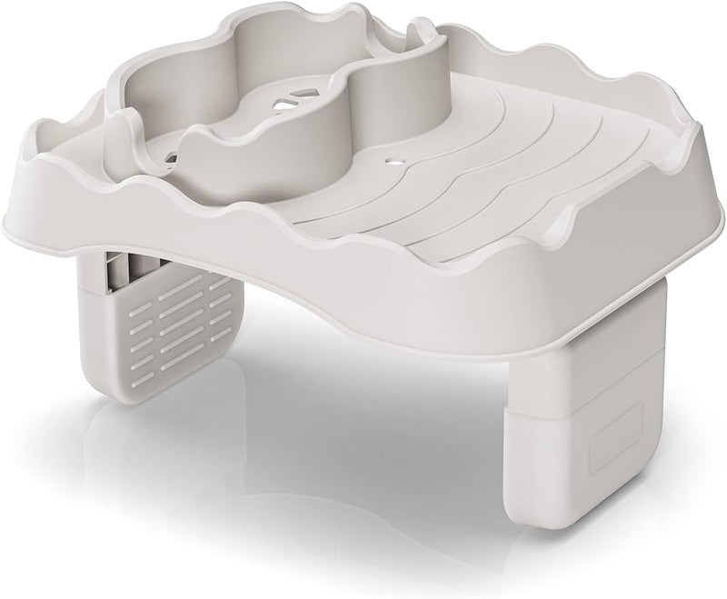Anivia Hot Tub Table Tray, Adjustable Width 4.3" to 7.7" Hot Tub Accessories for Intex PureSpa, Nonslip Caddy Holds 2 Drinks, Keep Snacks-Drinks Handy and Dry, Fits Outdoor Inflatable Spa/Pool(Beige) - Image 1